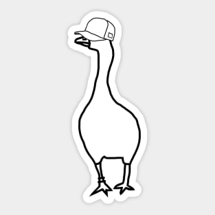 White Goose Wearing Stolen Hat Outline Sticker